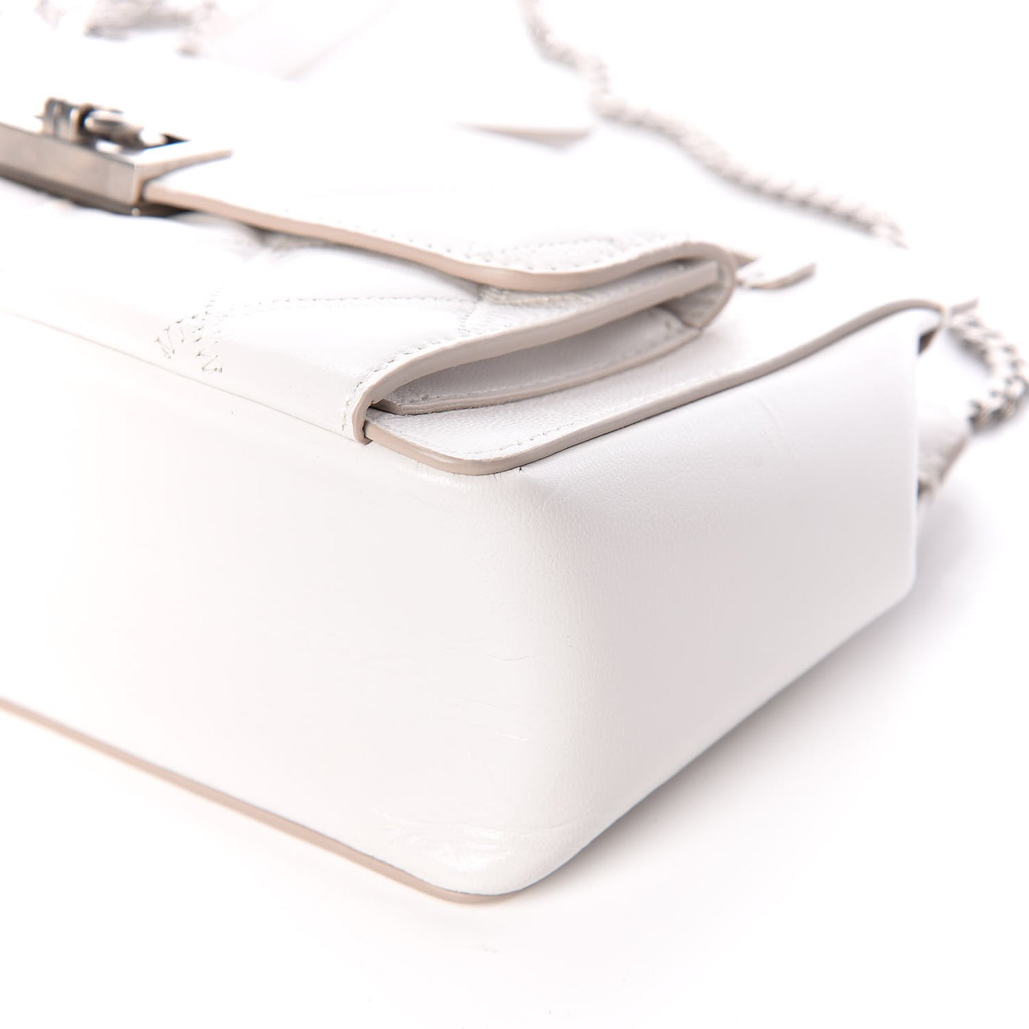 Goatskin Quilted Pocket Crossbody Off White