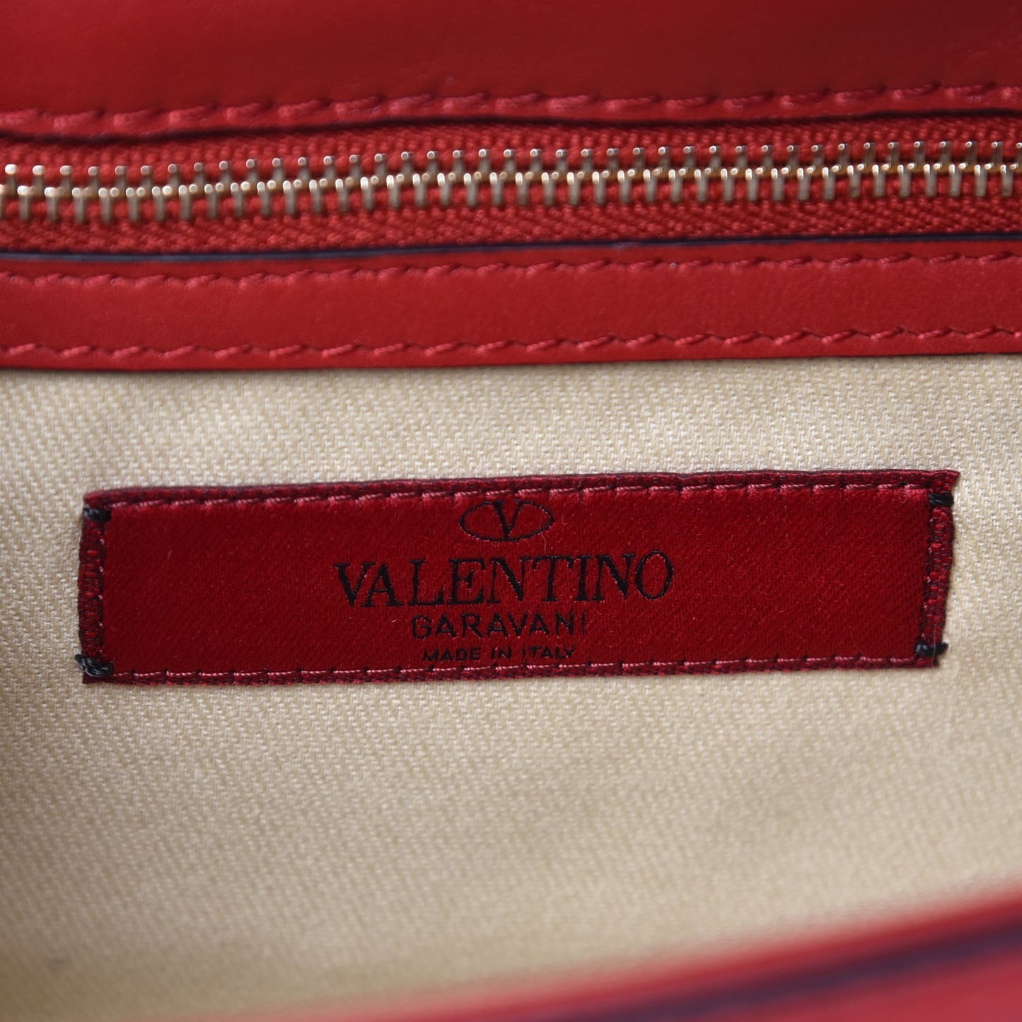 Vitello Small Glam Lock Rockstud Flap Red