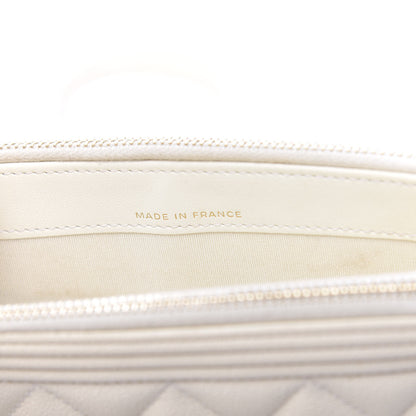 Chanel Caviar Quilted Small Boy Clutch With Chain White 9 of 16