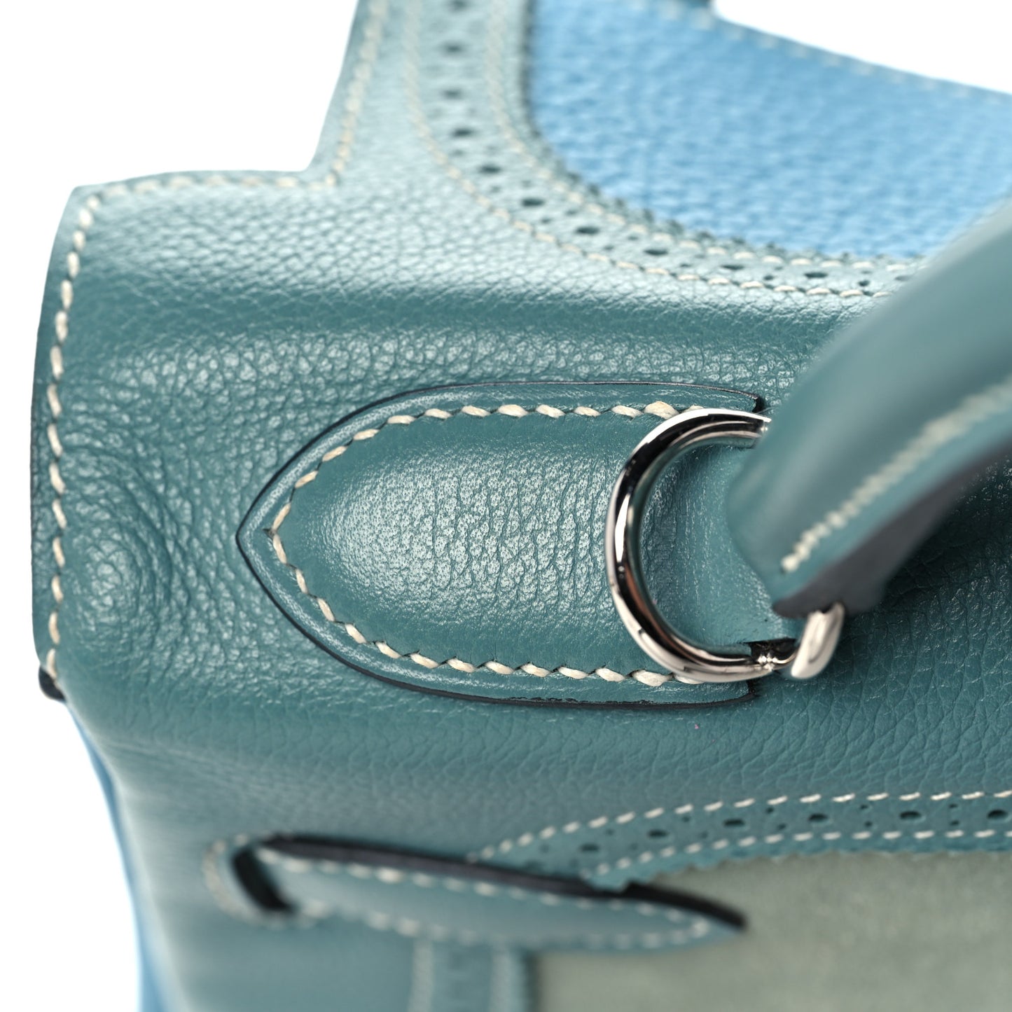 Veau Doblis Taurillon Clemence Evergrain Ghillies Kelly Retourne 32 Turquoise Ciel