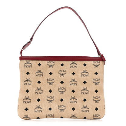 MCM Visetos Liz Shopper Tote Pouch Beige Ruby Red 1 of 10