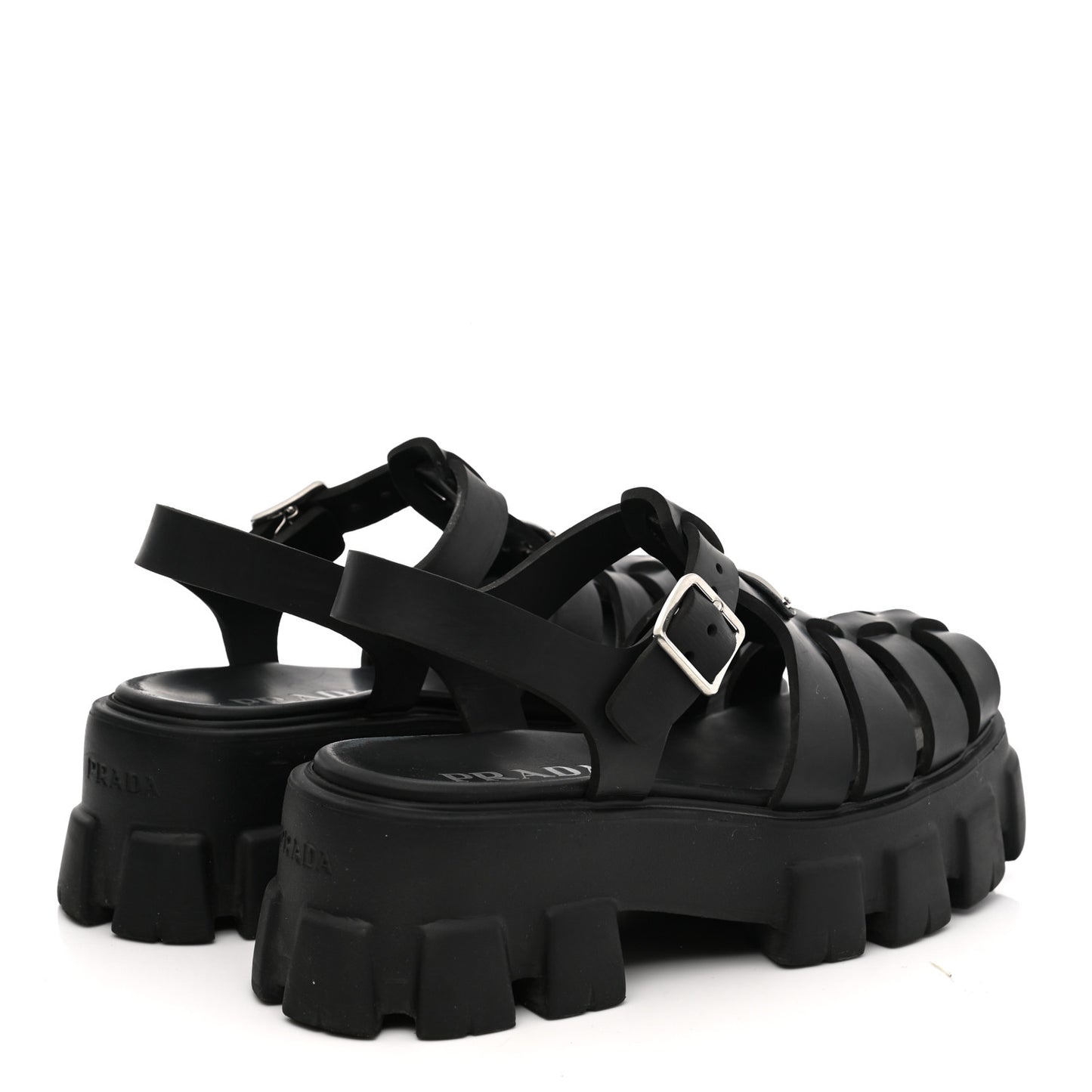 Foam Rubber Triangle Logo Monolith 55mm Cage Sandals 38 Black