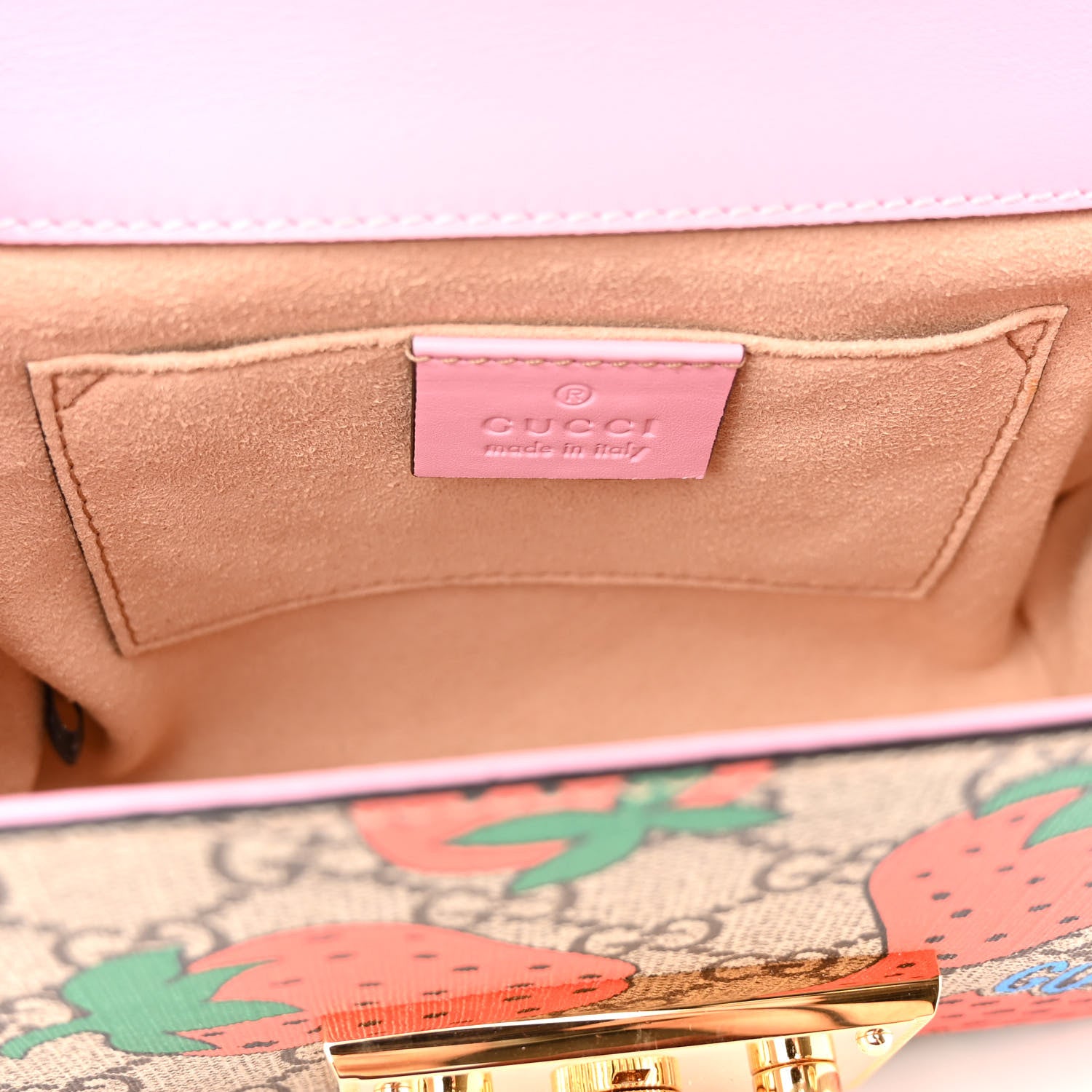 Gucci GG Supreme Monogram Strawberry Small Padlock Shoulder Bag 6 of 11