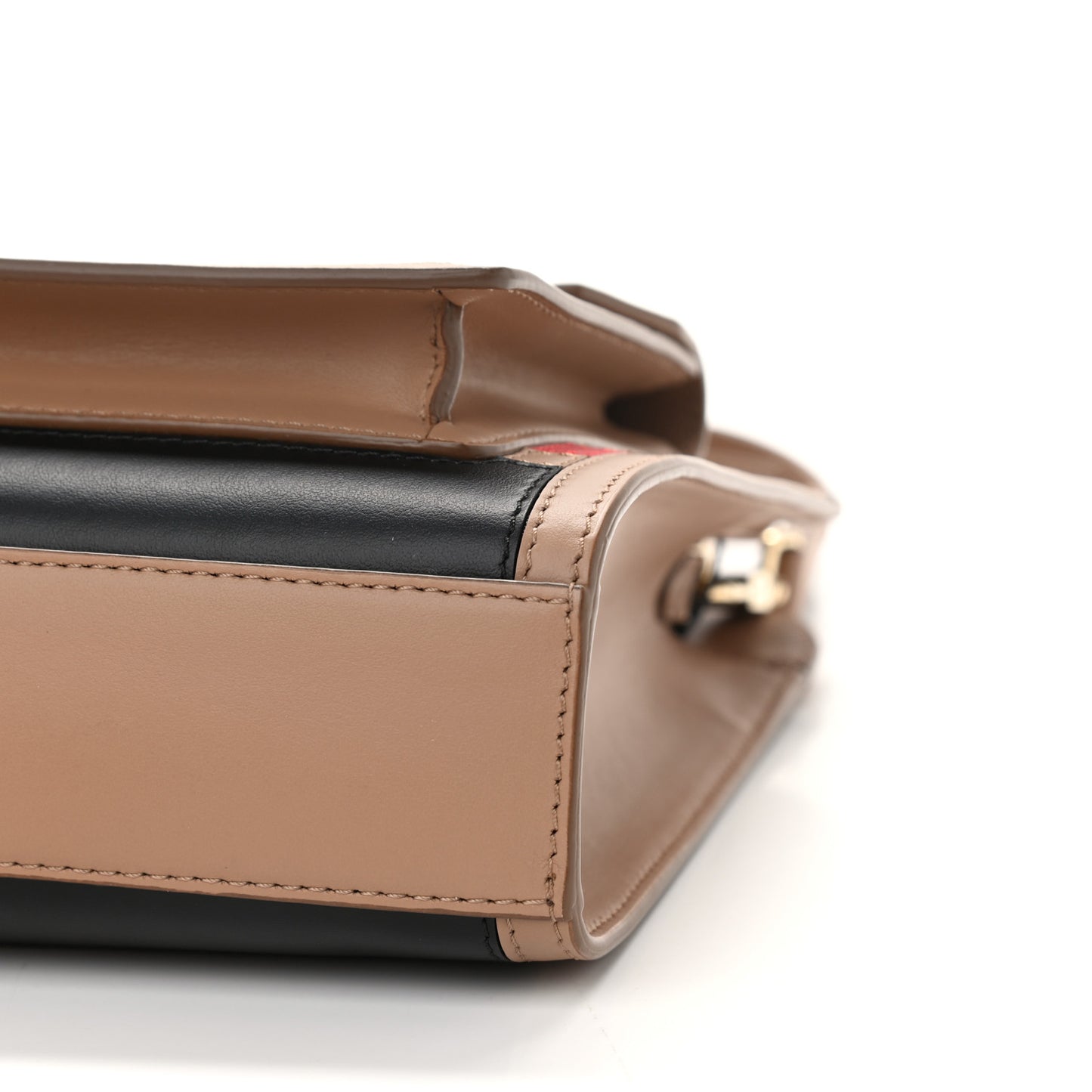 Smooth Calfskin Striped Mini Pocket Bag Camel