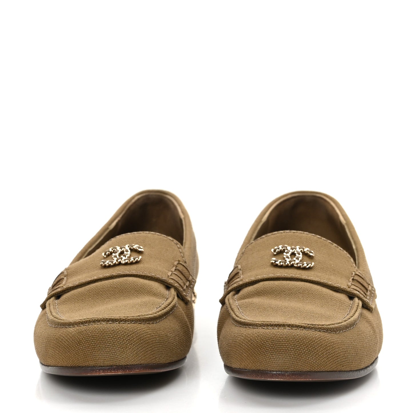 Canvas CC Chain Mocassin Loafers 36.5 Brown