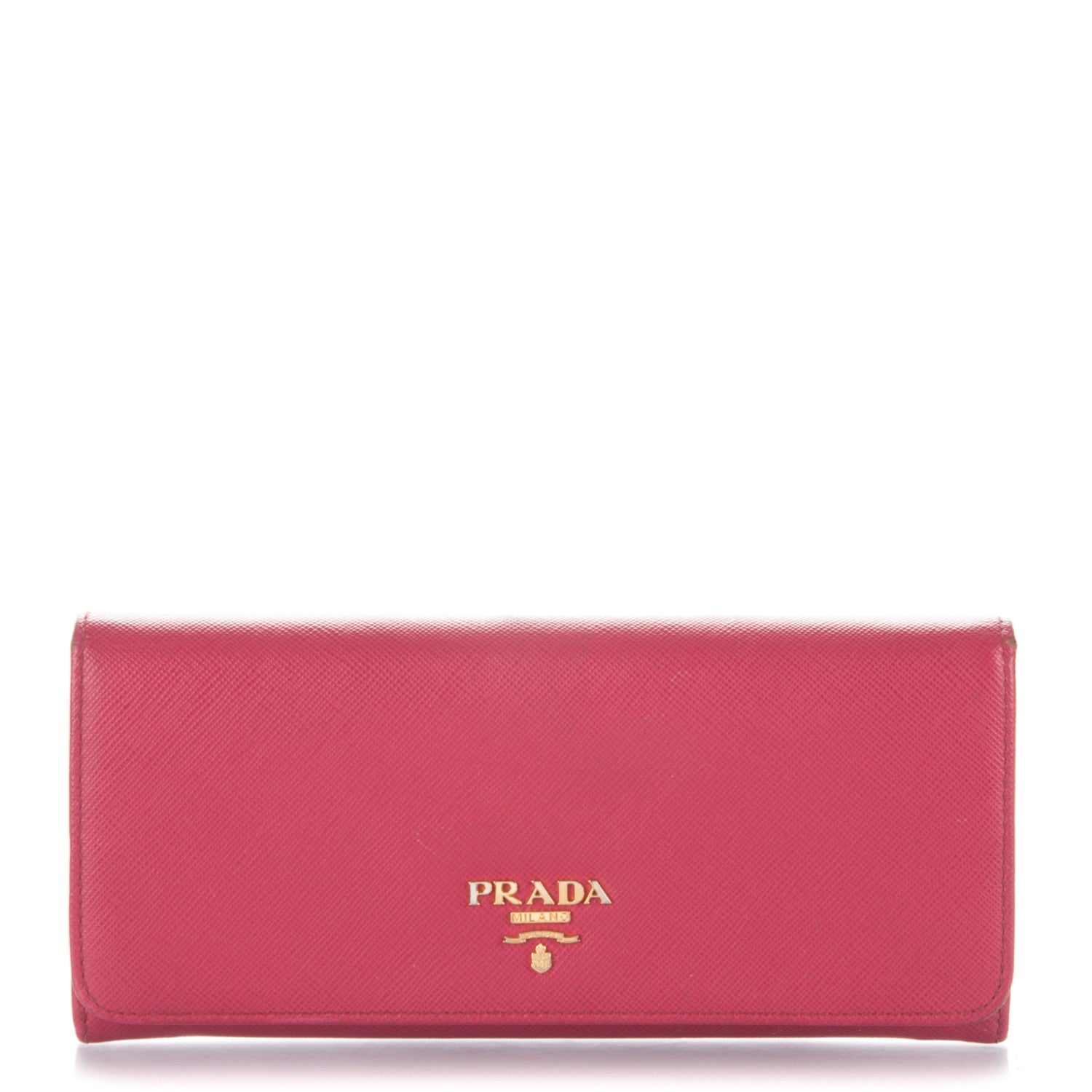 Prada Saffiano Metal Continental Flap Wallet Peonia 1 of 9