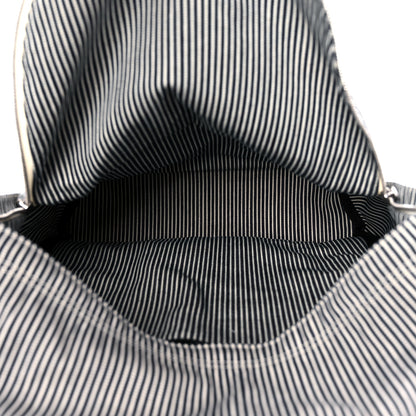 Celine Canvas Striped Medium Backpack Black White 5 of 9