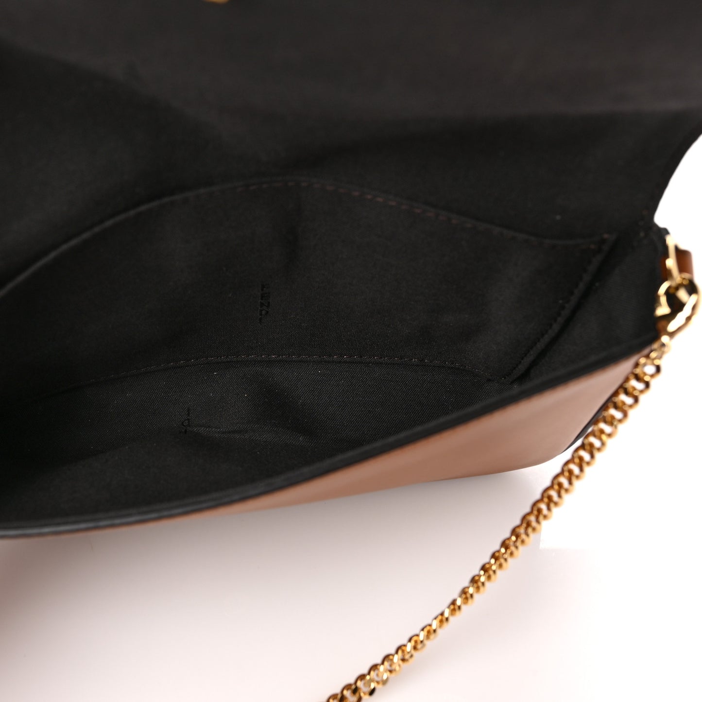 Vitello King Tamponato Logo Embossed Envelope Wallet On Chain with Pouches Cuoio