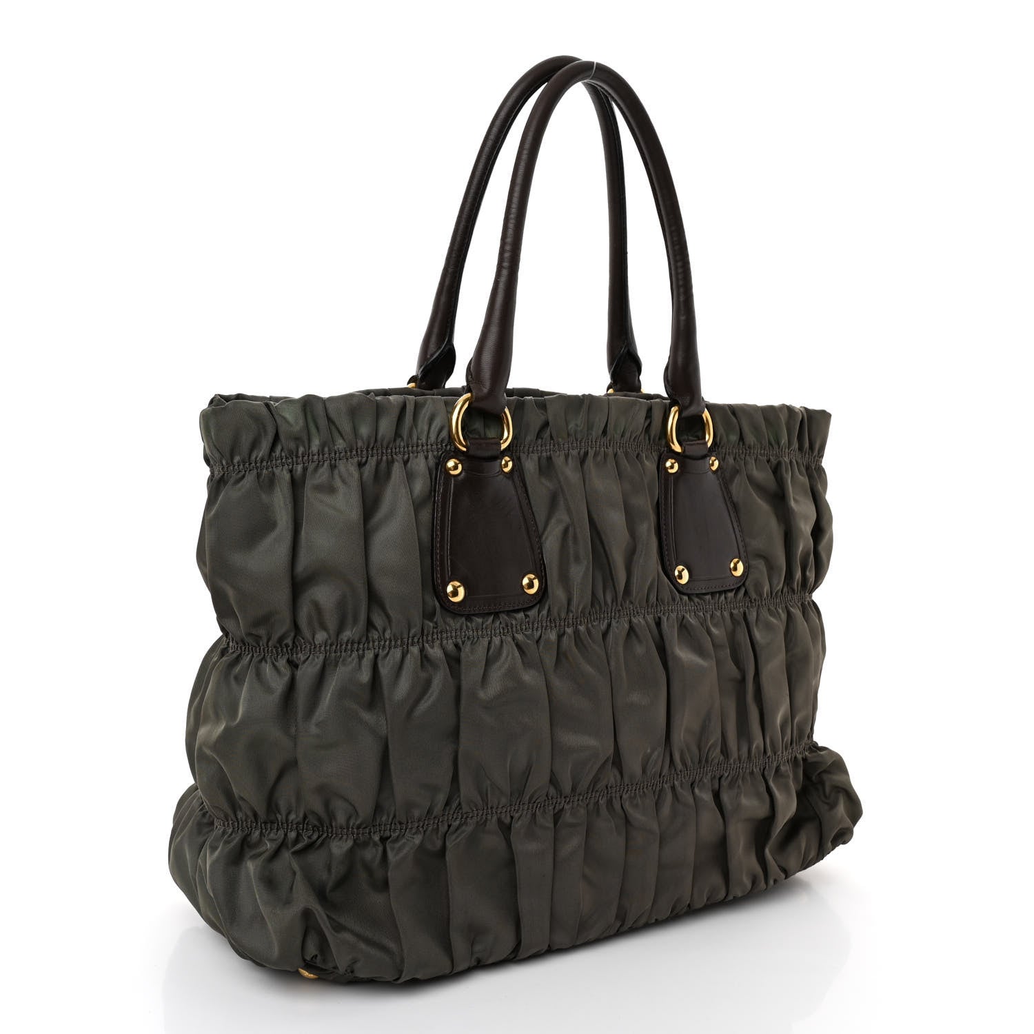 Prada Tessuto Nylon Gaufre Tote Militare 3 of 12