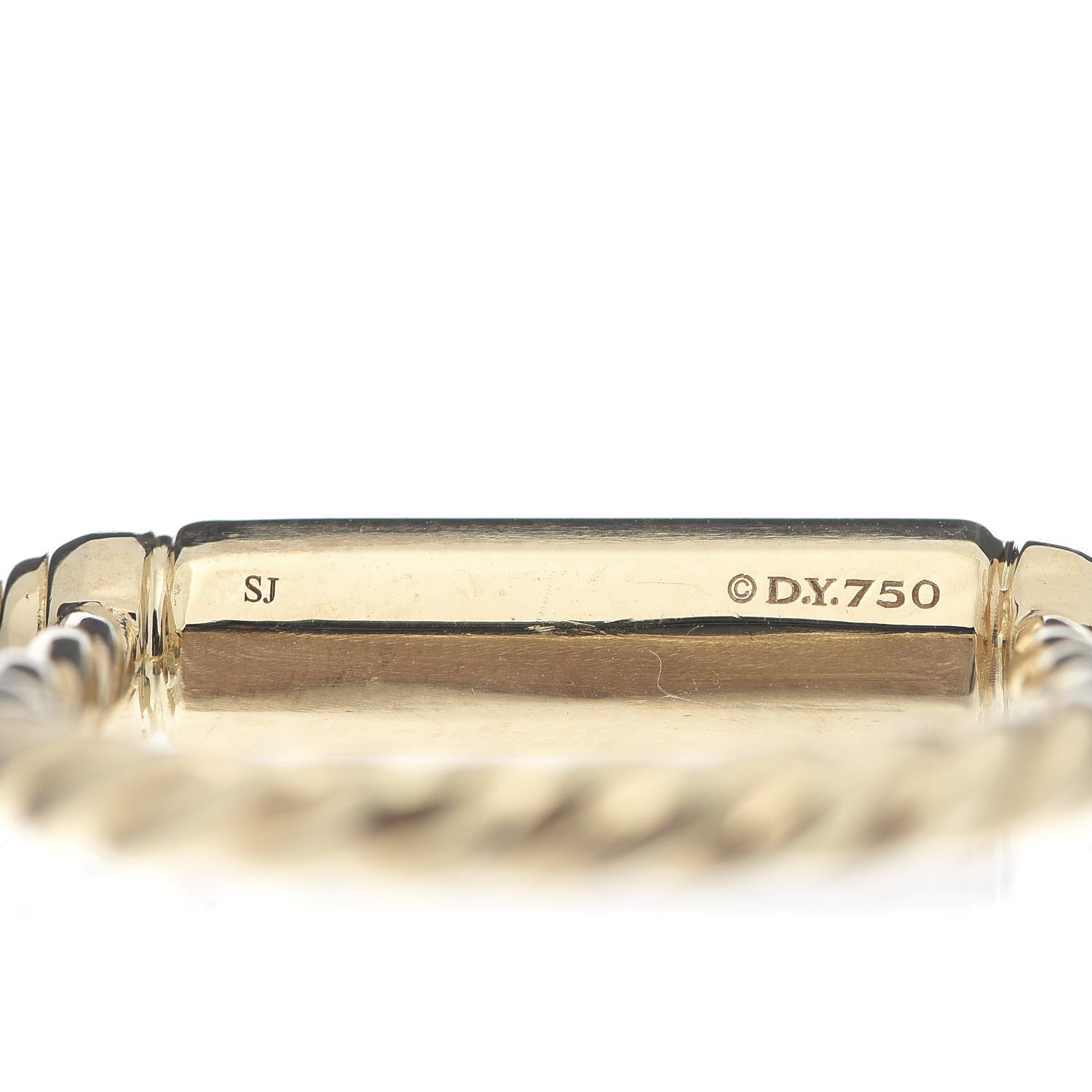 David Yurman 18K Yellow Gold Diamond Lexington Barrel Ring 53 6.25 5 of 5