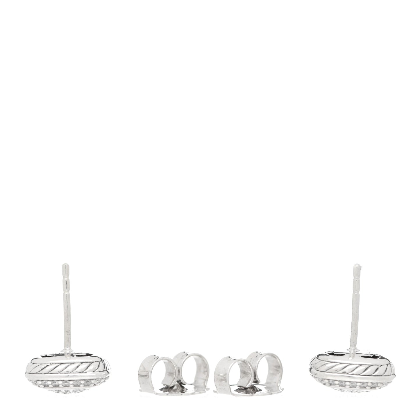 Sterling Silver Diamond 7mm Pave Albion Earrings