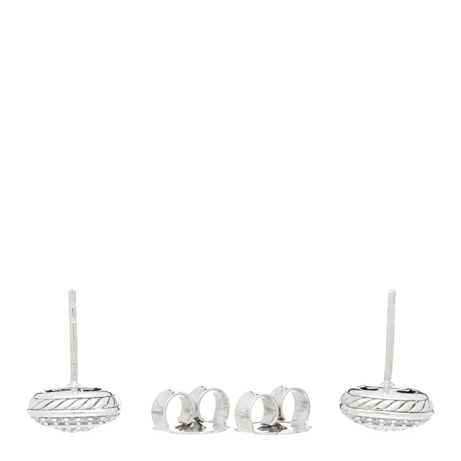 David Yurman Sterling Silver Diamond 7mm Pave Albion Earrings 3 of 5