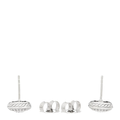 David Yurman Sterling Silver Diamond 7mm Pave Albion Earrings 3 of 5