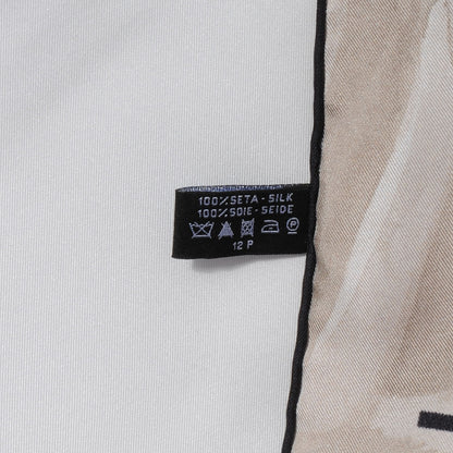 Chanel Silk Coral CC Watercolor Square Scarf White 5 of 5