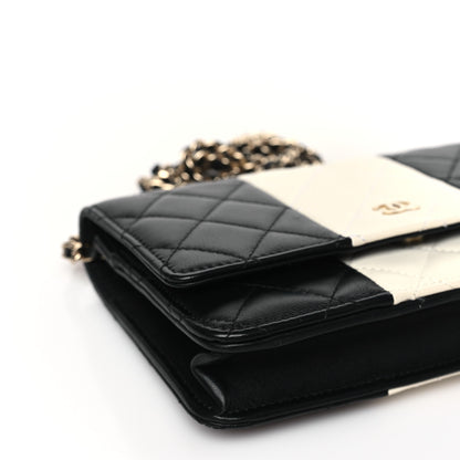 Chanel Lambskin Quilted Wallet On Chain WOC White Black 9 of 10