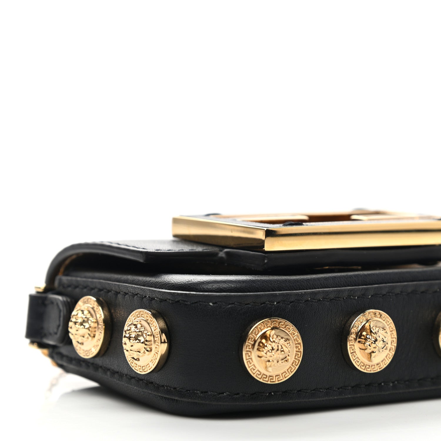 Fendi X VERSACE Vitello Seta Fendace Studded Nano Brooch Baguette Black 8 of 9
