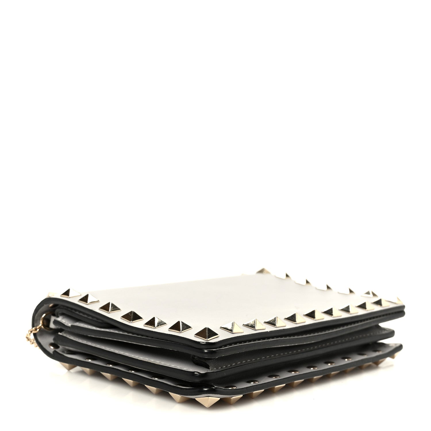 Valentino Garavani Calfskin Rockstud Wallet On Chain Pastel Grey 4 of 11