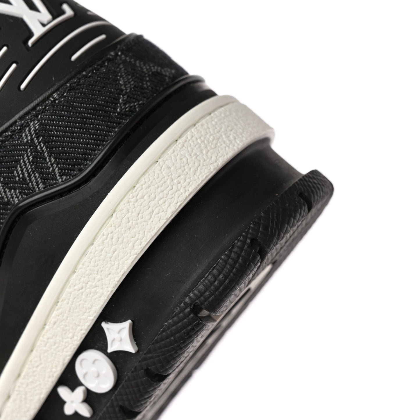 Calfskin Monogram Denim Mens LV Trainer Sneakers 6.5 Black