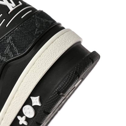 Louis Vuitton Calfskin Monogram Denim Mens LV Trainer Sneakers 6.5 Black 10 of 15