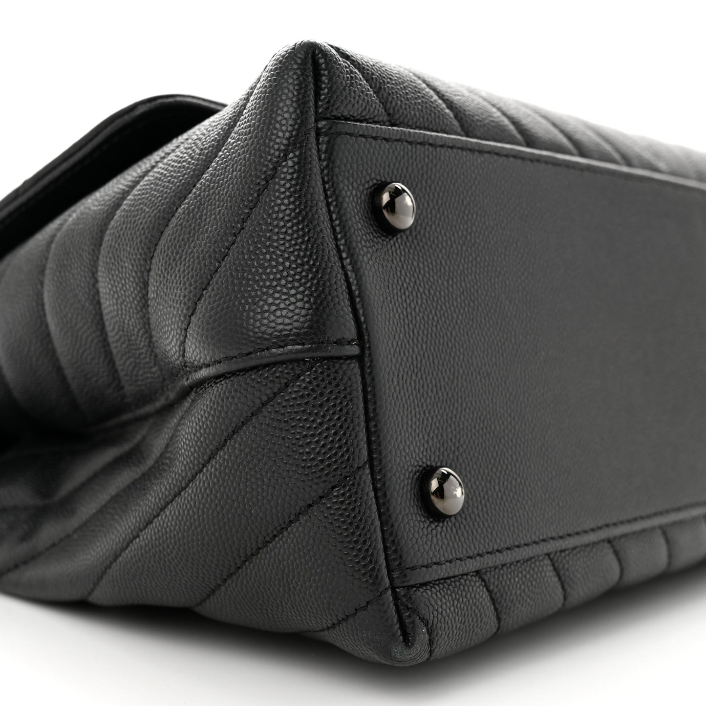 Caviar Chevron Quilted Small Coco Handle Flap So Black