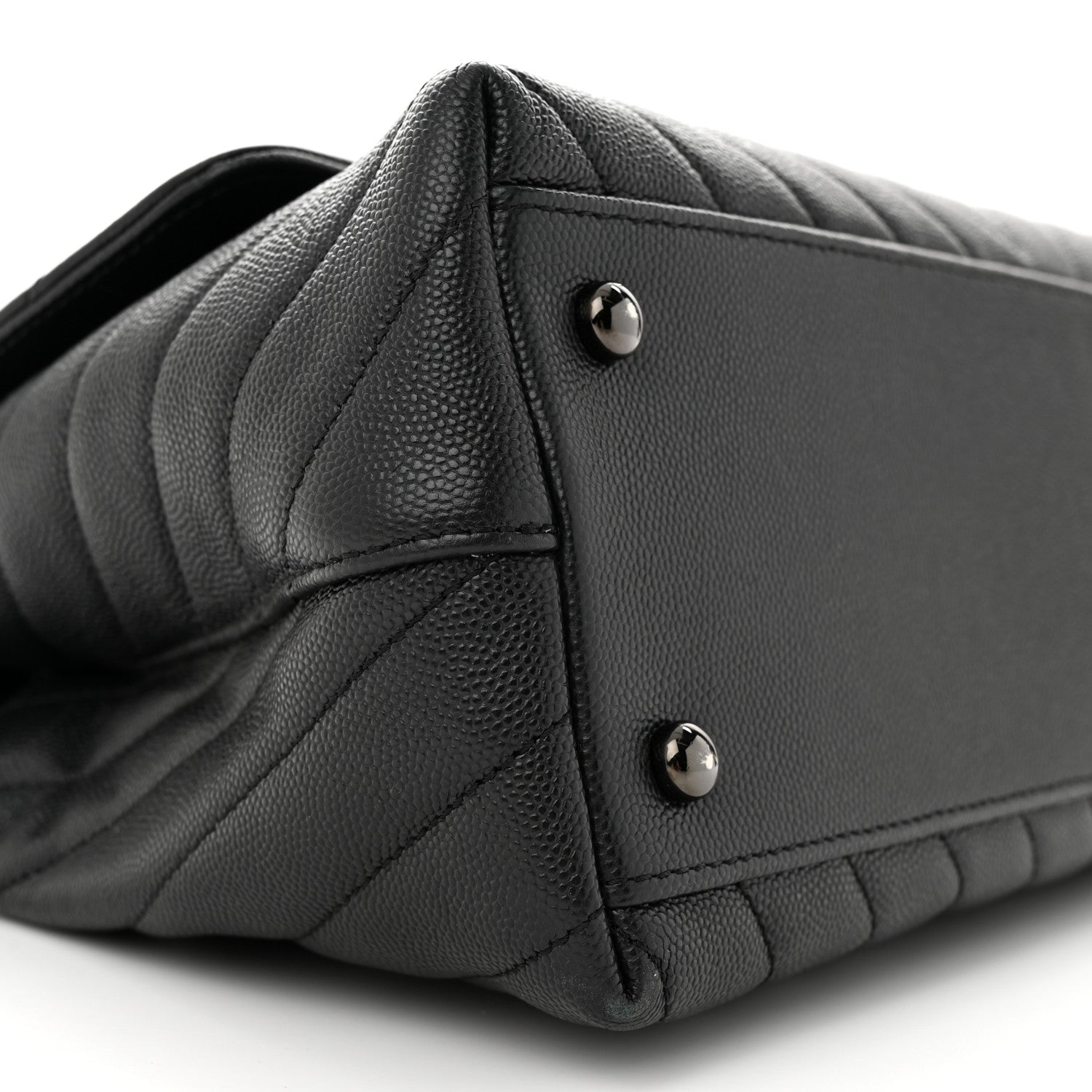 Chanel Caviar Chevron Quilted Small Coco Handle Flap So Black 9 of 14