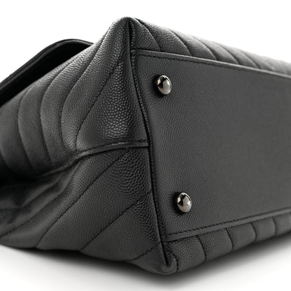 Chanel Caviar Chevron Quilted Small Coco Handle Flap So Black 9 of 14