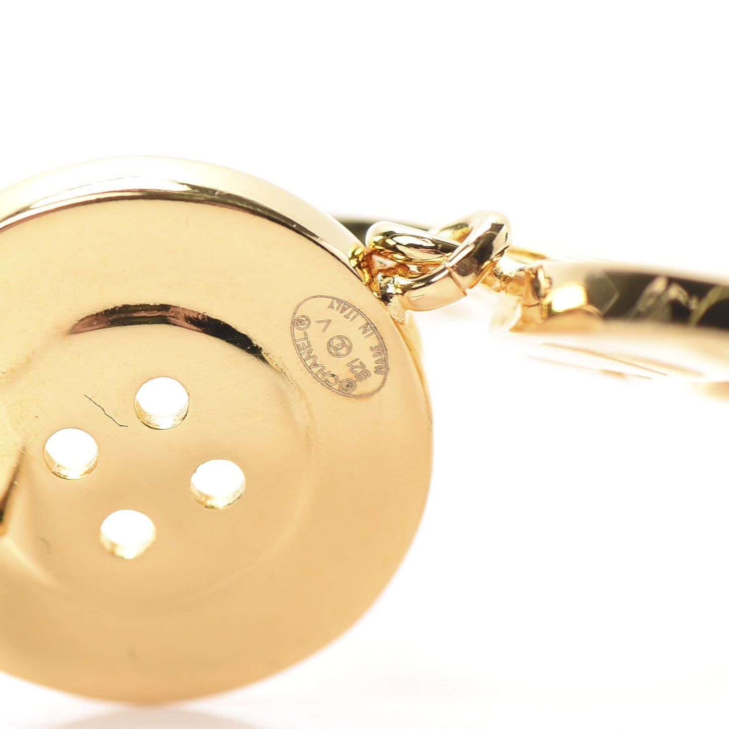 Metal Large Paris Button Earrings Gold
