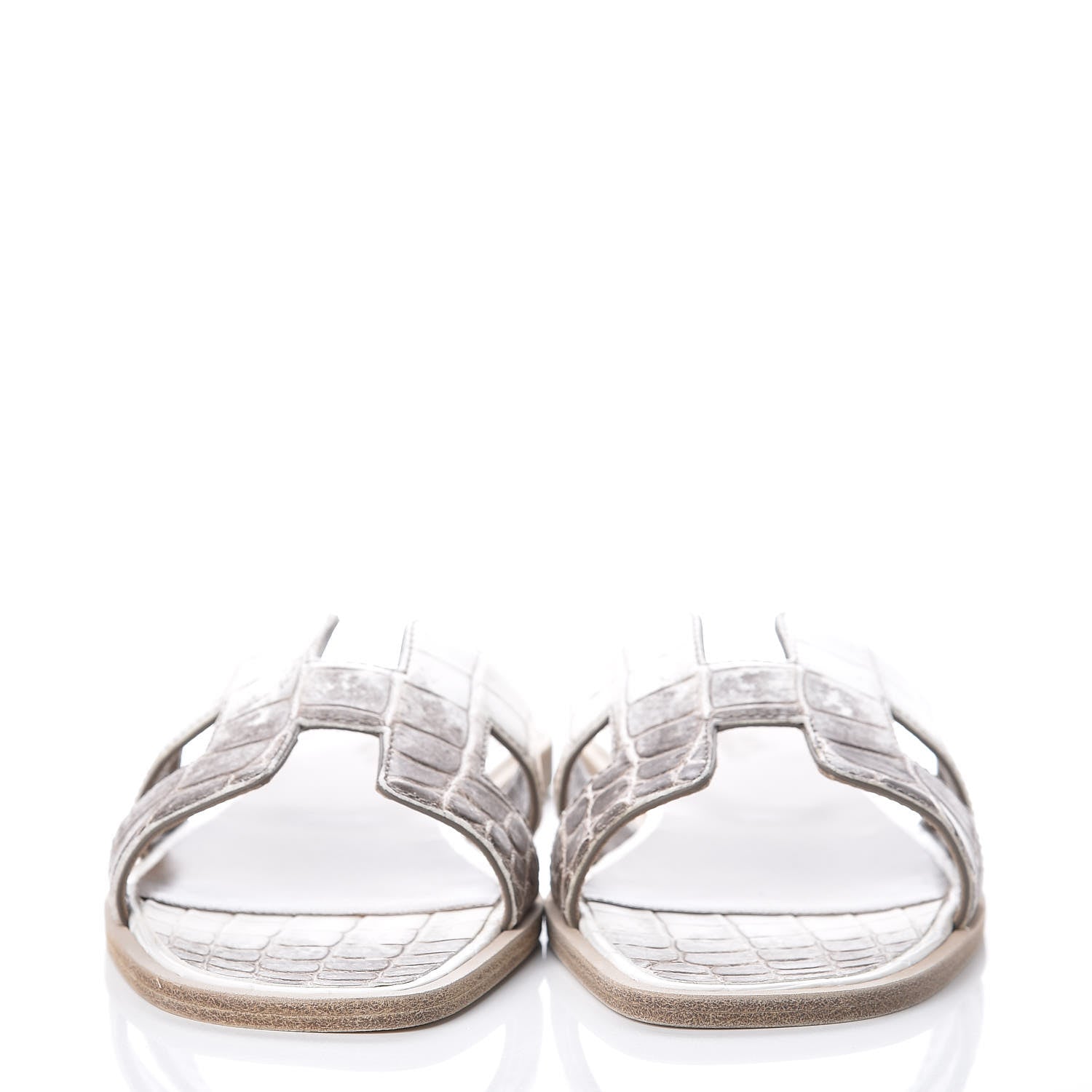 Hermes Matte Niloticus Crocodile Himalaya Oran Sandals 38 Blanc 2 of 8