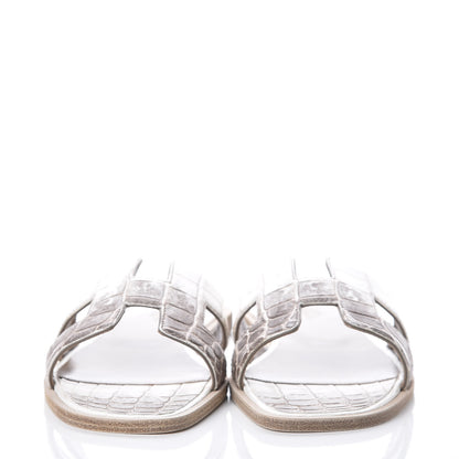 Hermes Matte Niloticus Crocodile Himalaya Oran Sandals 38 Blanc 2 of 8