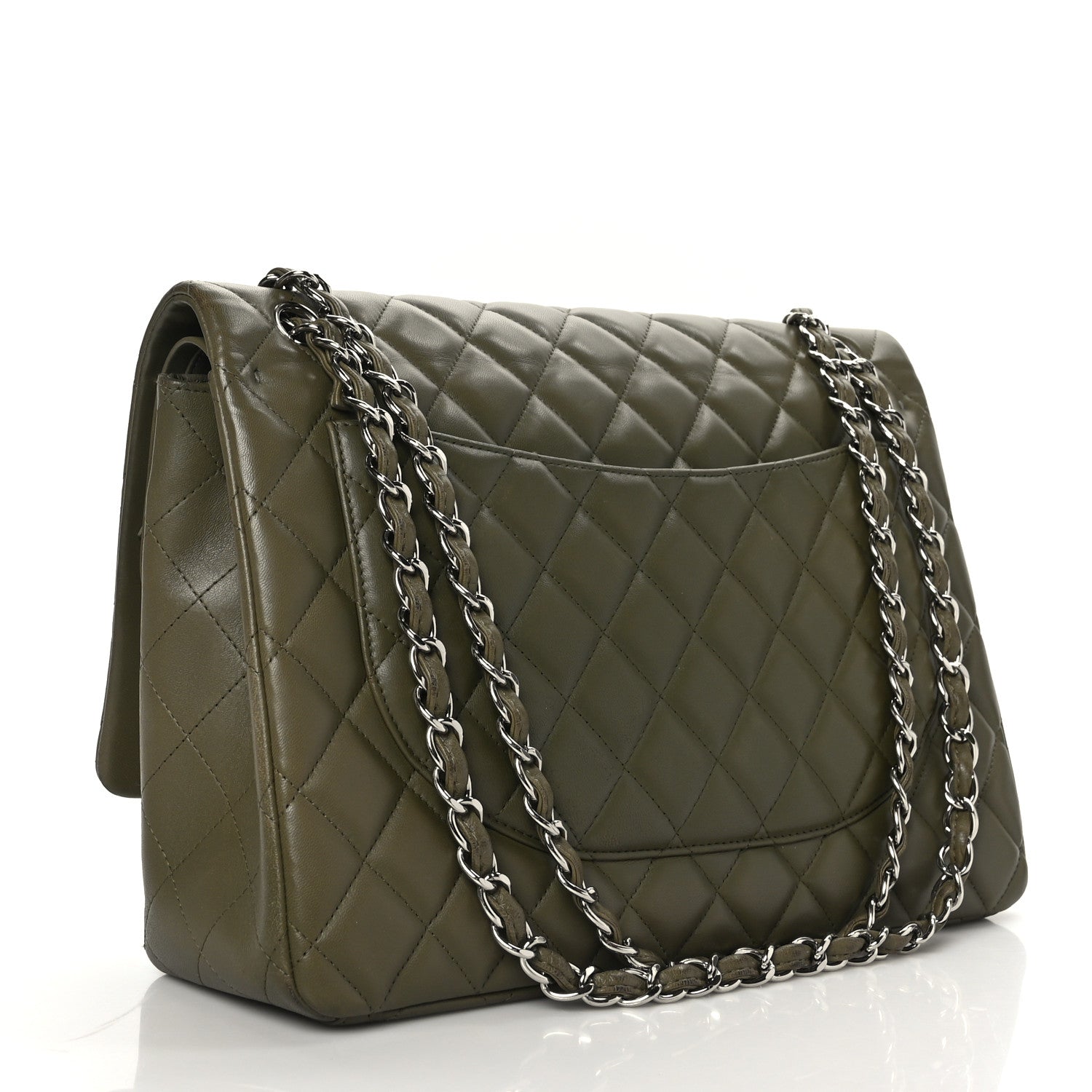 Chanel Lambskin Quilted Maxi Double Flap Green 3 of 10