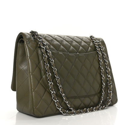 Chanel Lambskin Quilted Maxi Double Flap Green 3 of 10