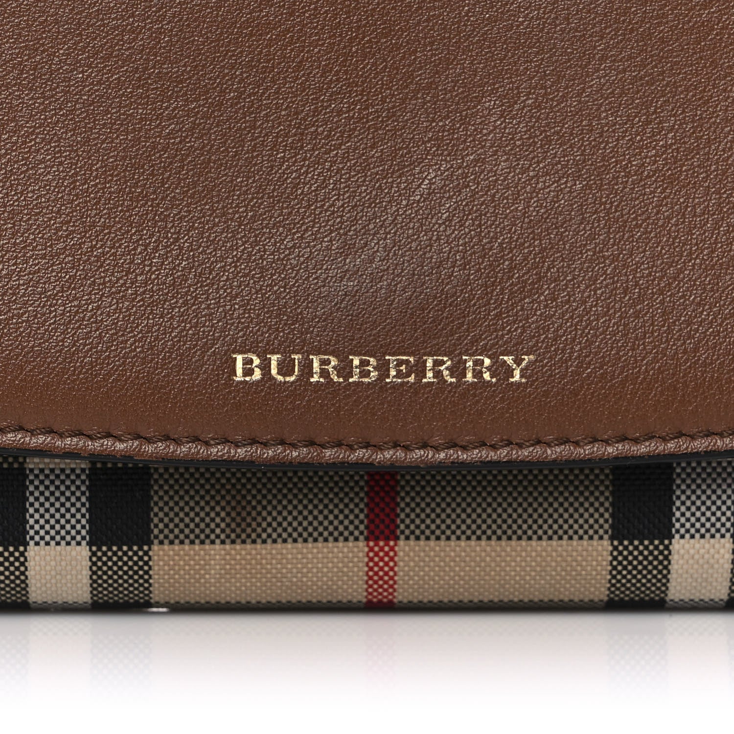 Burberry Calfskin Horseferry Check Henley Wallet On Chain Tan 9 of 11