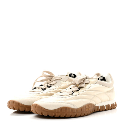 Miu Miu Technical Fabric Suede Womens Tyre Sneakers 40 Ivory 4 of 10