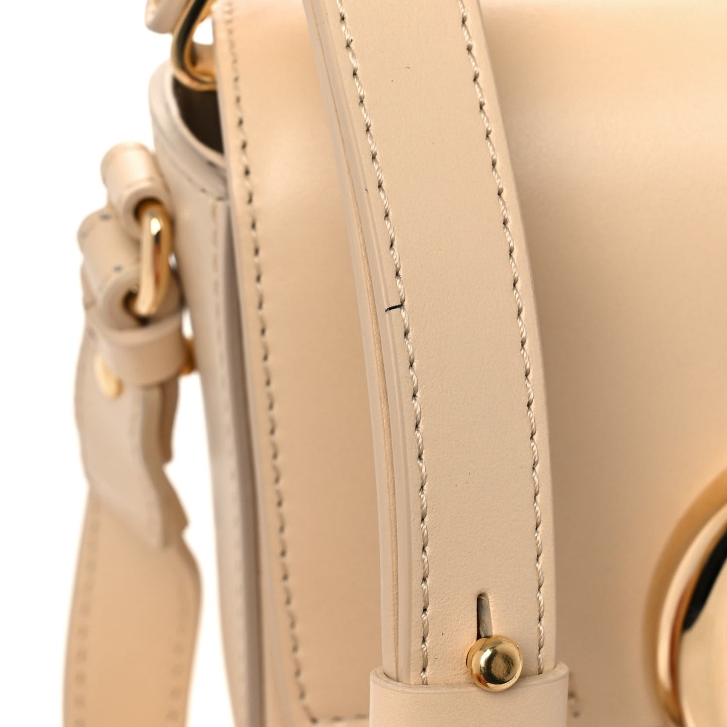 Shiny Calfskin Suede Mini C Double Carry Blondie Beige