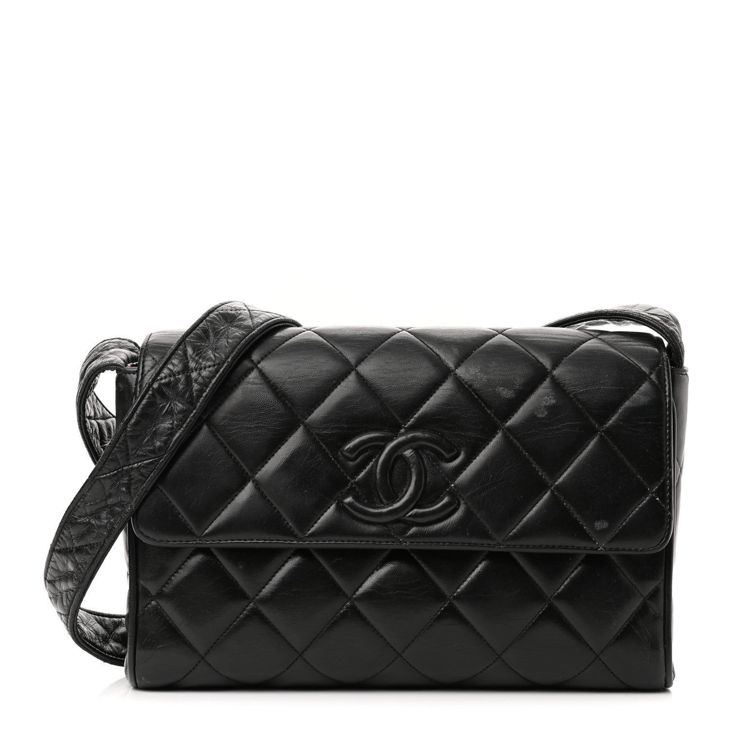 Chanel Lambskin Quilted CC Single Flap Shoulder Bag Black 1 of 10