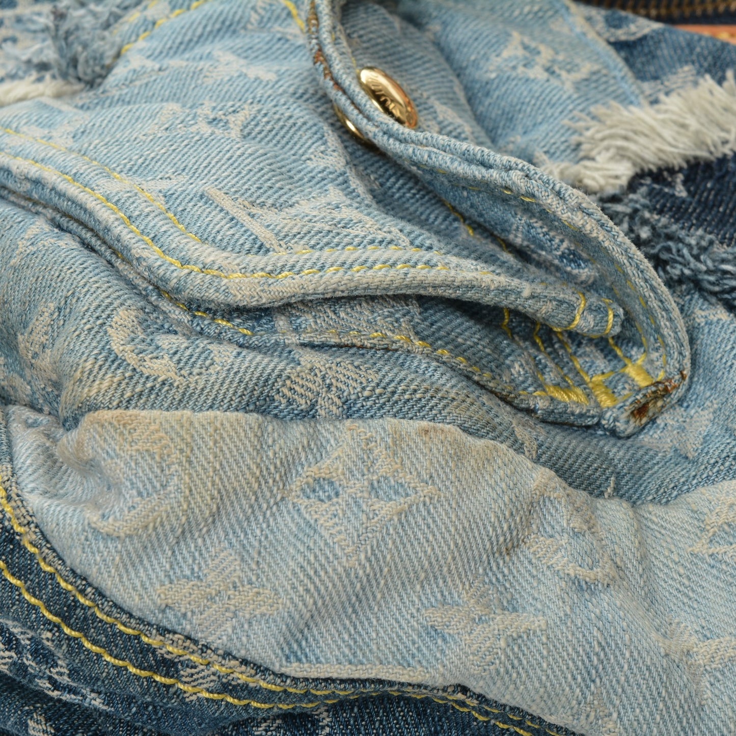 Denim Patchwork Cabby Tote Blue