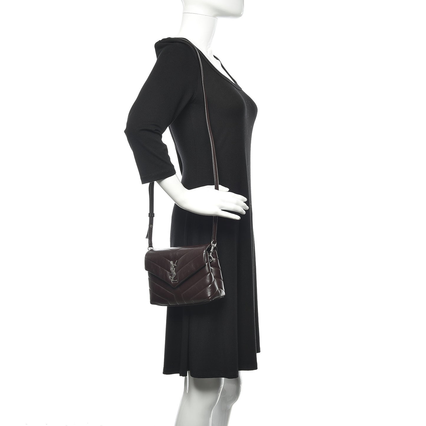 Calfskin Y Quilted Monogram Toy Loulou Crossbody Bag Black Tulipe