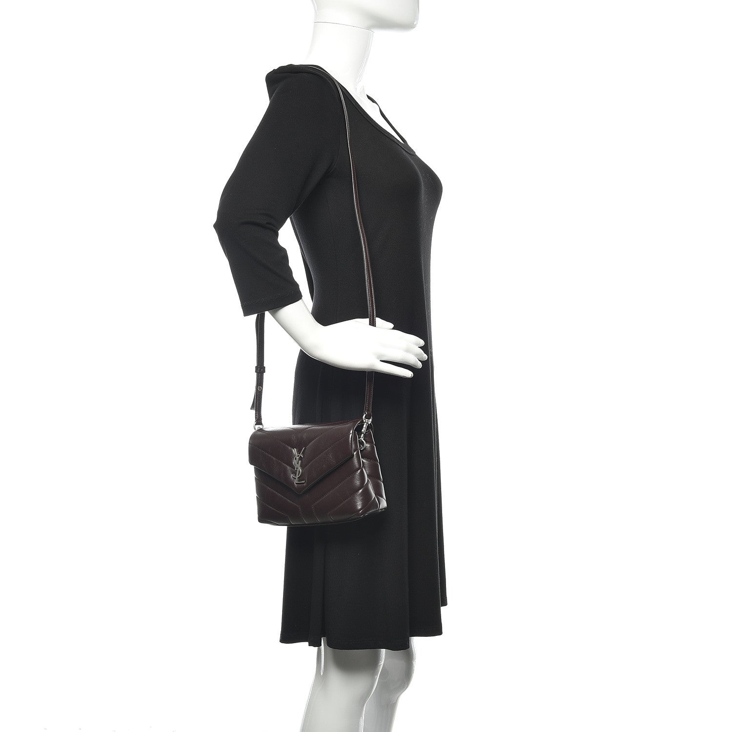 Saint Laurent Calfskin Y Quilted Monogram Toy Loulou Crossbody Bag Black Tulipe 2 of 11
