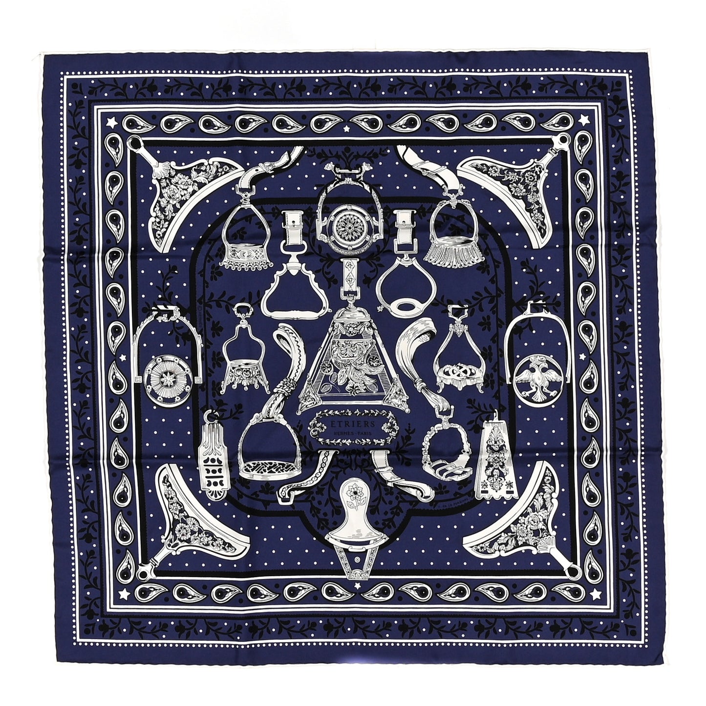 Silk Etriers Bandana Scarf 55 Marine White Black