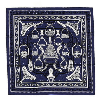 Hermes Silk Etriers Bandana Scarf 55 Marine White Black 1 of 5