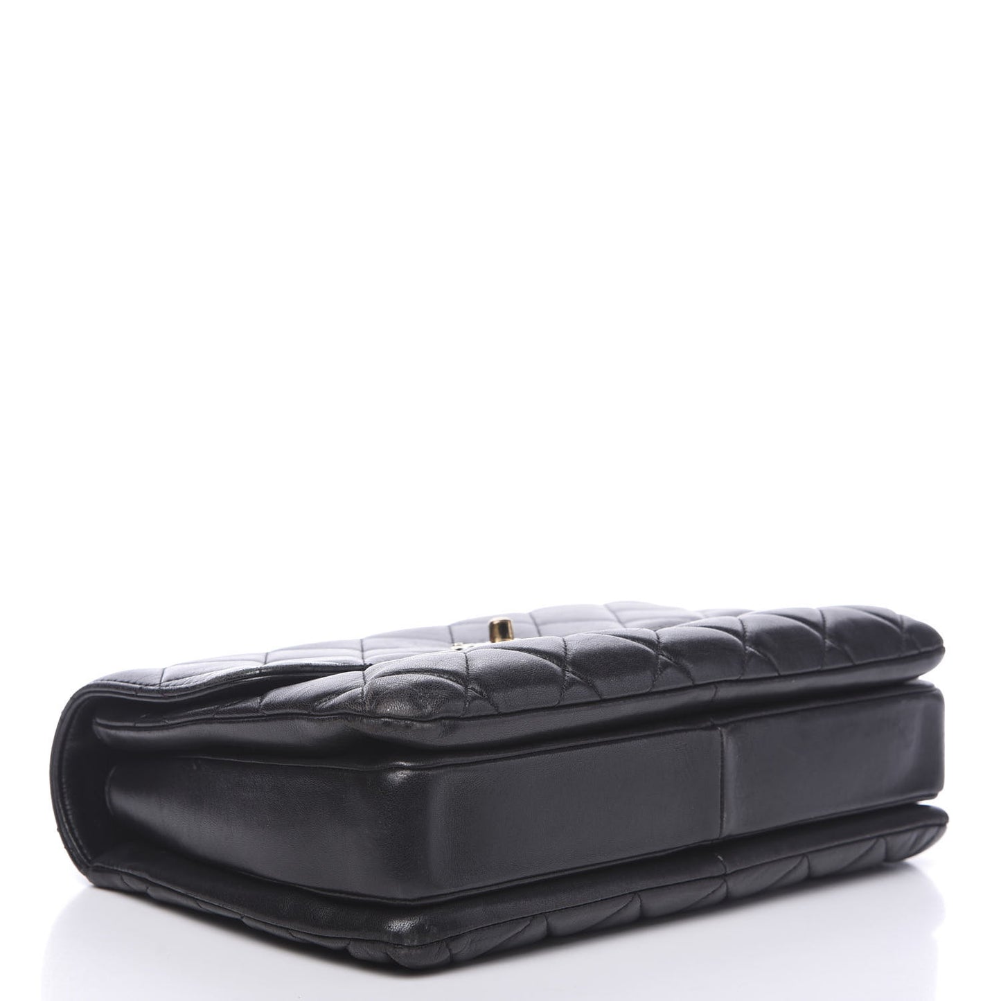 Lambskin Quilted Medium Trendy CC Flap Dual Handle Bag Black