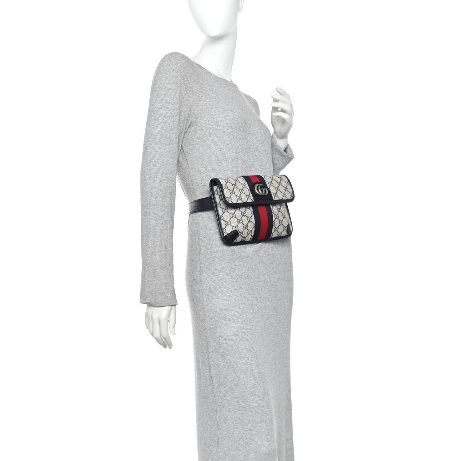 Gucci GG Supreme Monogram Web Small Ophidia Belt Bag 90 36 Beige Navy 2 of 11