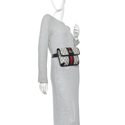 Gucci GG Supreme Monogram Web Small Ophidia Belt Bag 90 36 Beige Navy 2 of 11