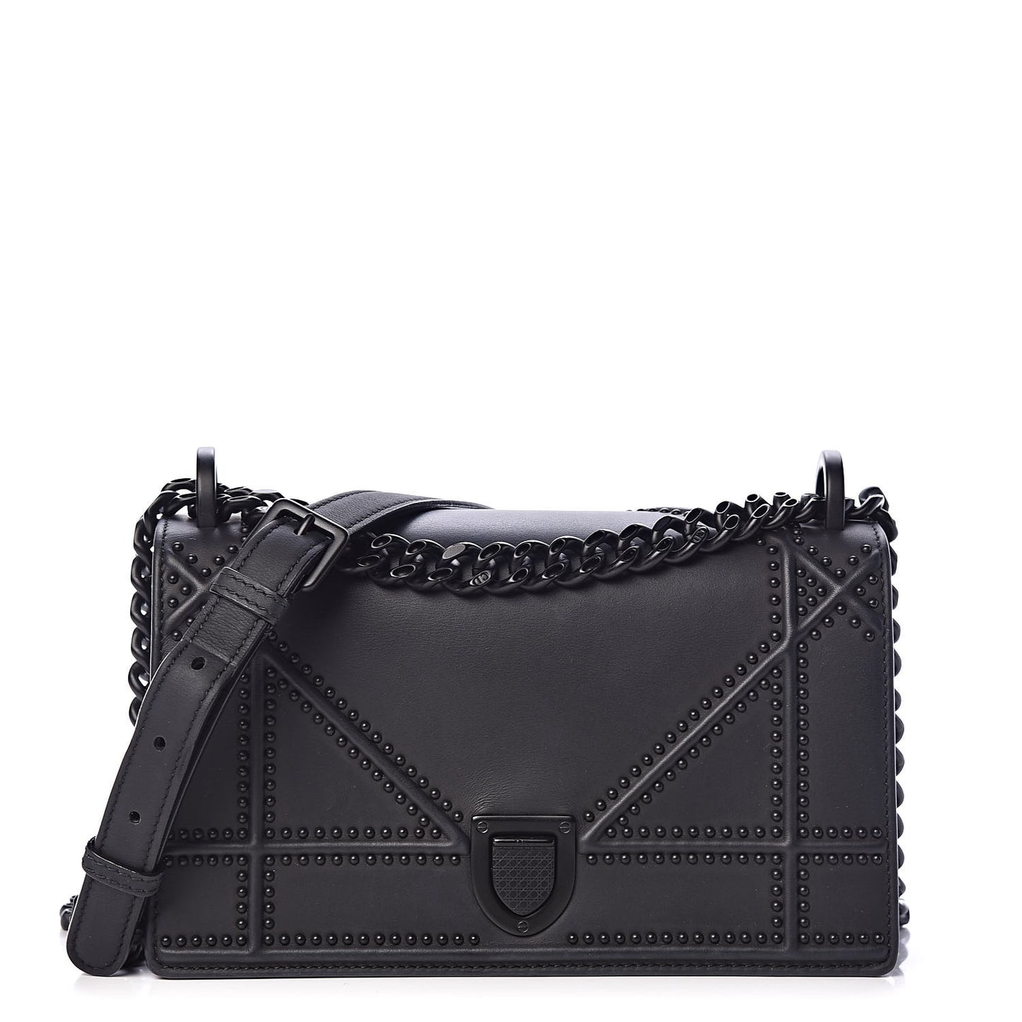 Ultra Matte Calfskin Studded Small Diorama Flap Bag Black
