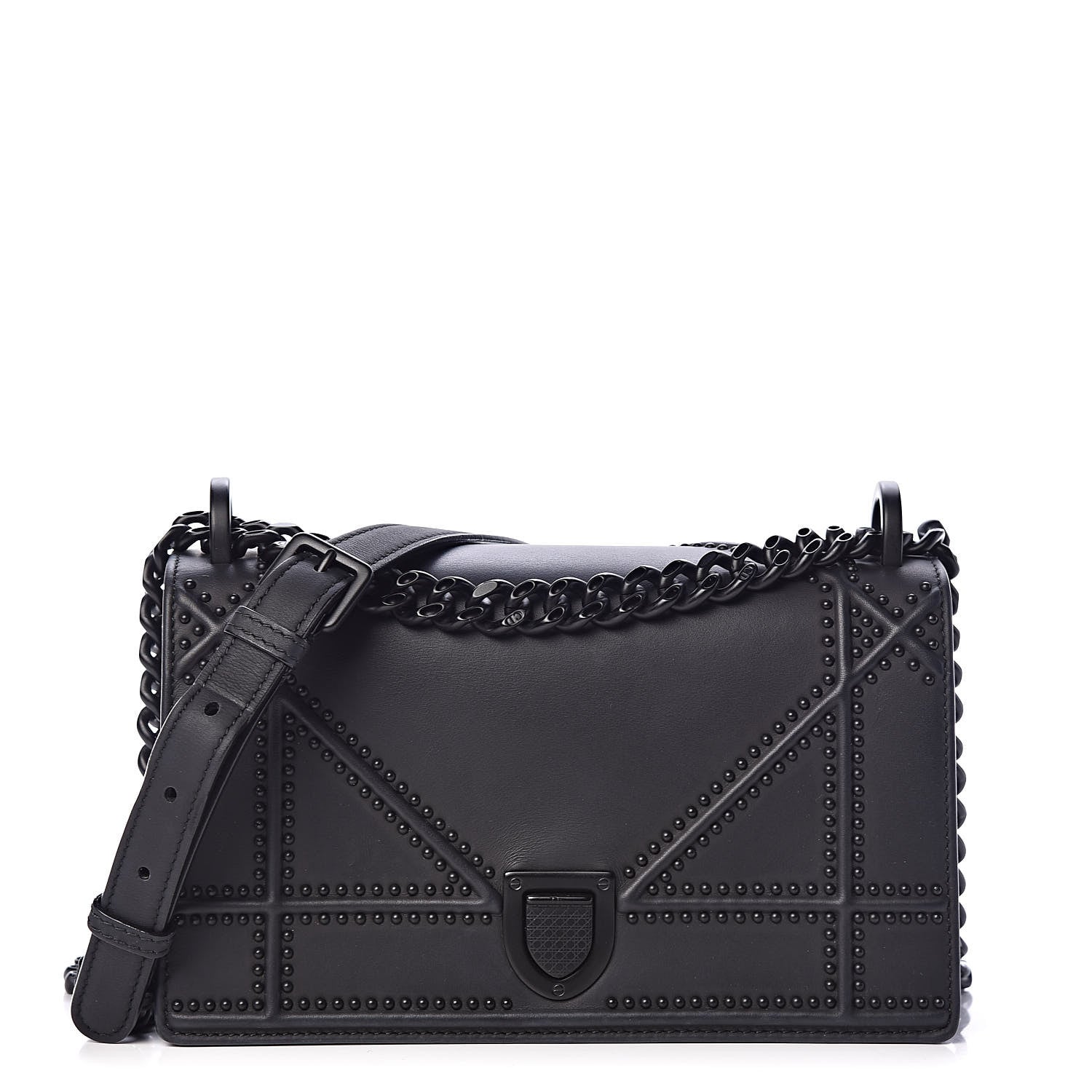 Christian Dior Ultra Matte Calfskin Studded Small Diorama Flap Bag Black 1 of 13