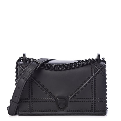 Christian Dior Ultra Matte Calfskin Studded Small Diorama Flap Bag Black 1 of 13