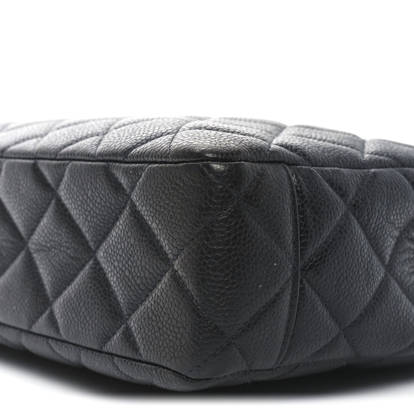 Caviar Quilted Small Shopping Tote Black