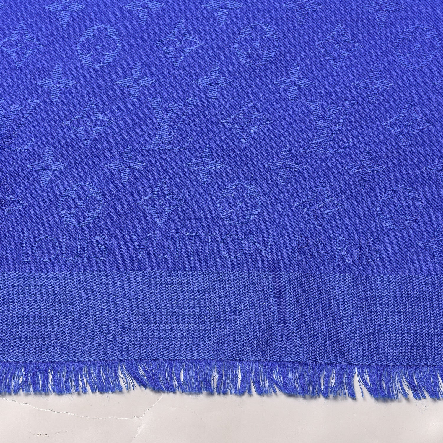 Louis Vuitton Silk Wool Monogram Shawl Blue 3 of 4