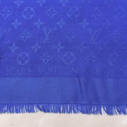 Louis Vuitton Silk Wool Monogram Shawl Blue 3 of 4