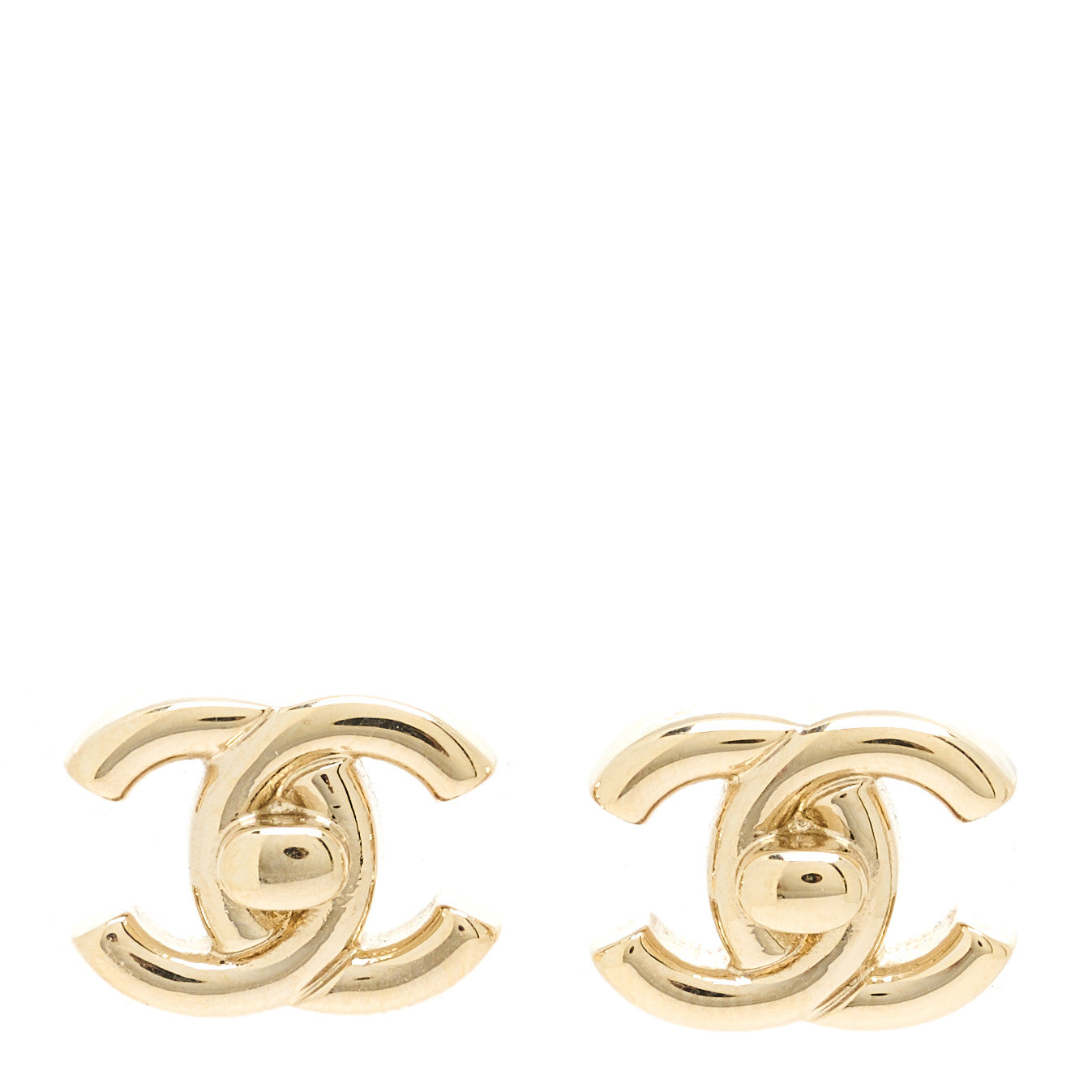 Metal CC Turnlock Earrings Gold